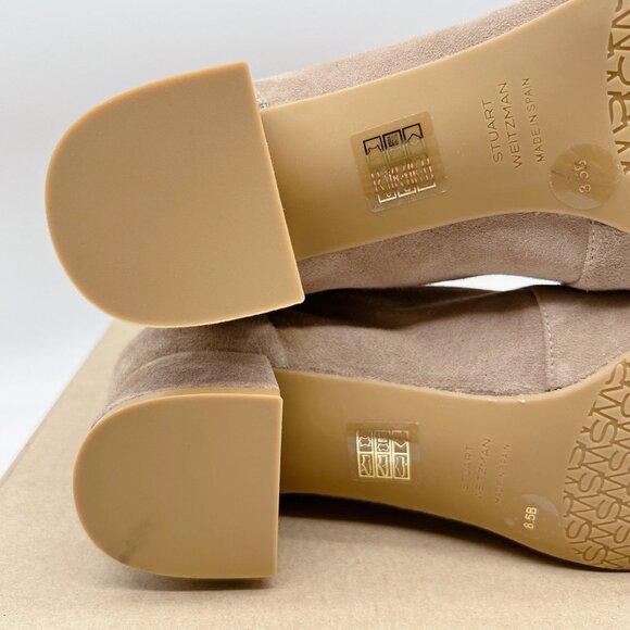 Stuart Weitzman Grace Ankle Boots Sock Bootie Block Heel Tan Suede US 8.5 -SPAIN - Picture 12 of 13